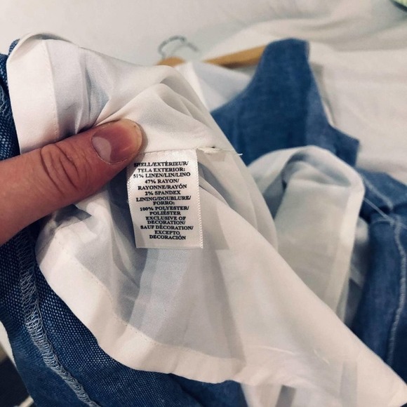 Ann Taylor Linen Blend Light Blue & White Textured Stripe Flare Dress -Size 2 - Picture 7 of 7